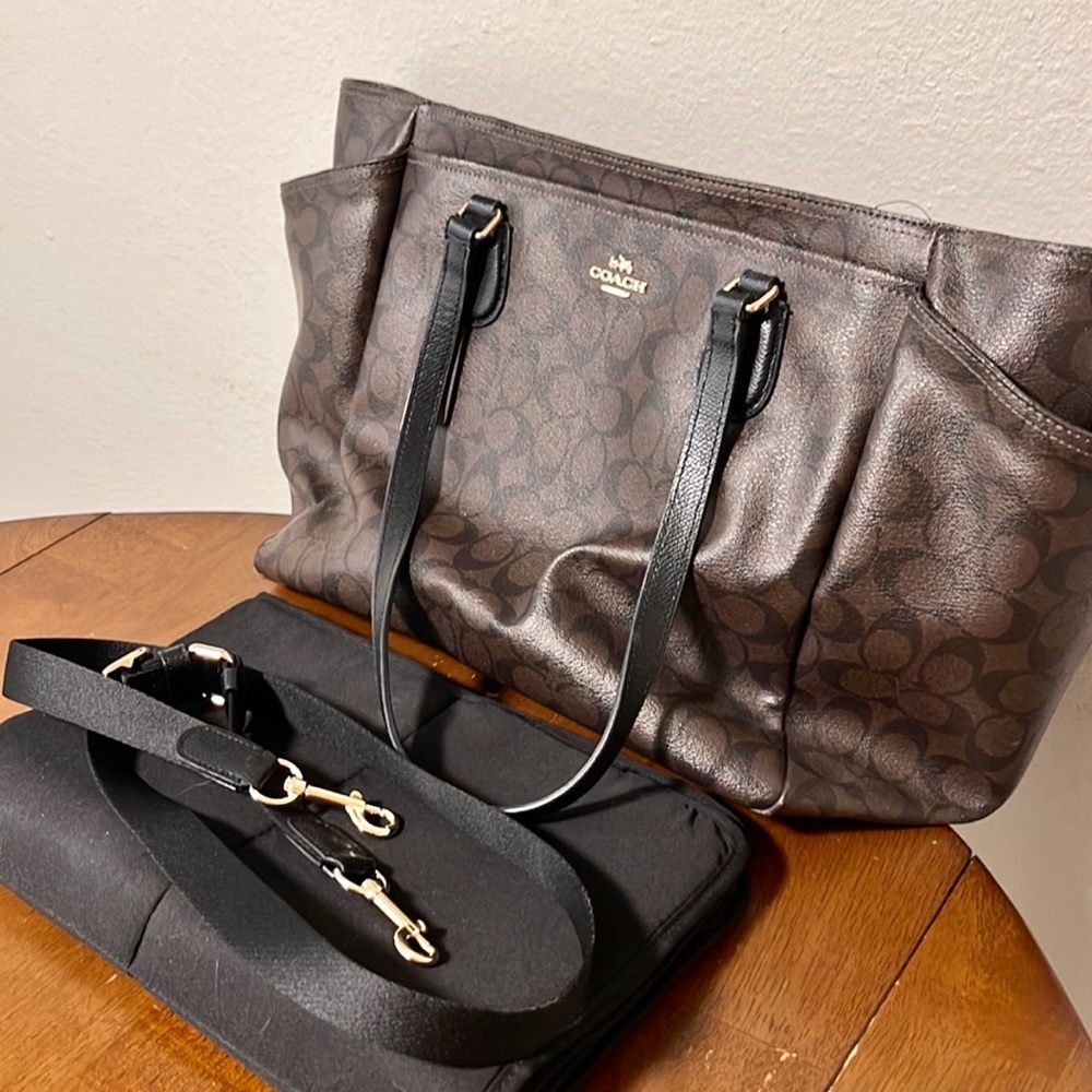 Coach Diaper Bag Brown Black Additional Items Max Storage LIKE NEW